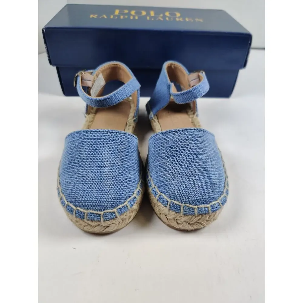 Polo Ralph Lauren Toddler Espadrille Blue Holbrook Girl's Size 7 Canvas Sandals